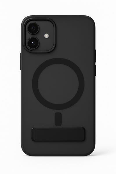 Coverzs matte magneet hoesje met standaard geschikt voor Iphone 16 Pro Max (Zwart)