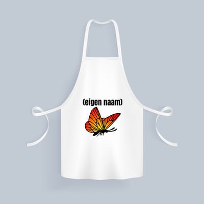 Akyol - oranje vlinder met eigen naam Keukenschort - Vlinder - dieren liefhebber - iemand die houdt van vlinders - verjaardag - cadeau - kado - geschenk - 82 bij 71 cm