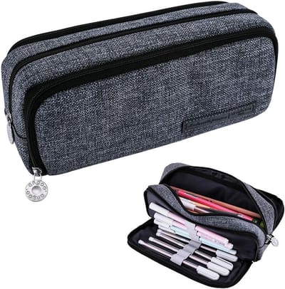 Grote Potlood Etui - Pennenhouder Organizer - School Kantoor - Drie Vakken - 21cm x 8.5cm - Diverse Stijlen