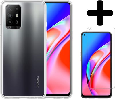 Hoesje - Met Screenprotector - Geschikt voor OPPO A94 5G - Sterk & Shockproof - Back Cover - Siliconen Case - Telefoon Hoes - Telefoonhoesjes - Transparant