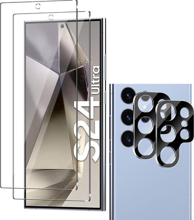 Screenprotector Geschikt voor Samsung S24 Ultra Screen Protector en Camera lens protector / Tempered glass Screen protector voor Samsung S24 Ultra - Beschermglas - Glasplaatje - 2+2 stuks