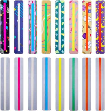 Leesstrips Dyslexie Hulp - Gekleurde Overlays - Verbeteren Lezen - 16 Delige Set - 19cm Lengte - Kleurrijk