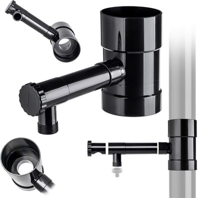 KADAX Regenverzamelaar, 100 mm, regenwaterverzamelaar voor regenpijp, regendief met geïntegreerd ventiel, waterverzamelaar van hoogwaardig kunststof, waterdief, zwart