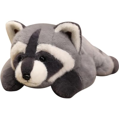 Schattige Raccoon Knuffel Gevulde Dieren Zachte Poppenkussen Grijze Raccoon Speelgoed Verjaardagscadeau Voor Jongens Meisjes 30cm grijze kleur