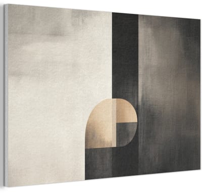 Akoestisch wandpaneel 60x40 cm - Vilt schilderij Vormen - Modern - Zwart - Akoestische panelen - Geluidsdempende wanddecoratie - Geluidsisolatie woonkamer - Muurdecoratie geluidspanelen