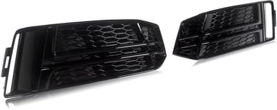 Grille Mistlamp Fivaro - Mistlamp Grille Cover - Voor Audi A4/S4 B9 S-Line (2016-2018) - Zwart Honingraat - Gloss Zwart