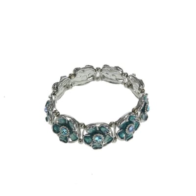 Behave - Armband dames - Bloemdesign met blauwe steen - Vintage stijl