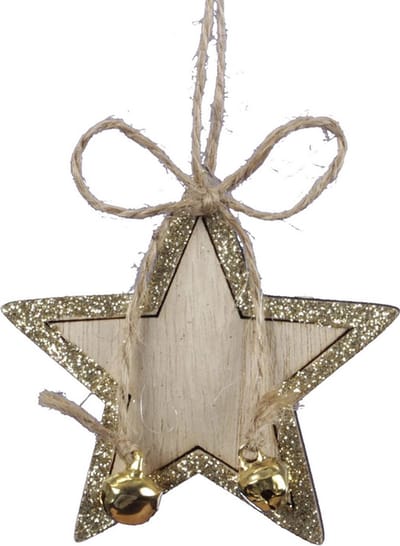 Houten sneeuwvlok kersthangers - 8 stuks - goud - 6 cm - kerstornamenten - Houten kerstboomversiering ornamenten