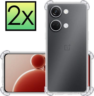 Hoesje - 2 Stuks - Geschikt voor OnePlus Nord 3 - Sterk & Shockproof - Siliconen Case - Back Cover - Telefoon Hoes Shock Proof - Transparant