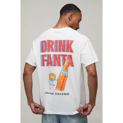 Oversized Fanta Licentie Print T-shirt | White | Size Small