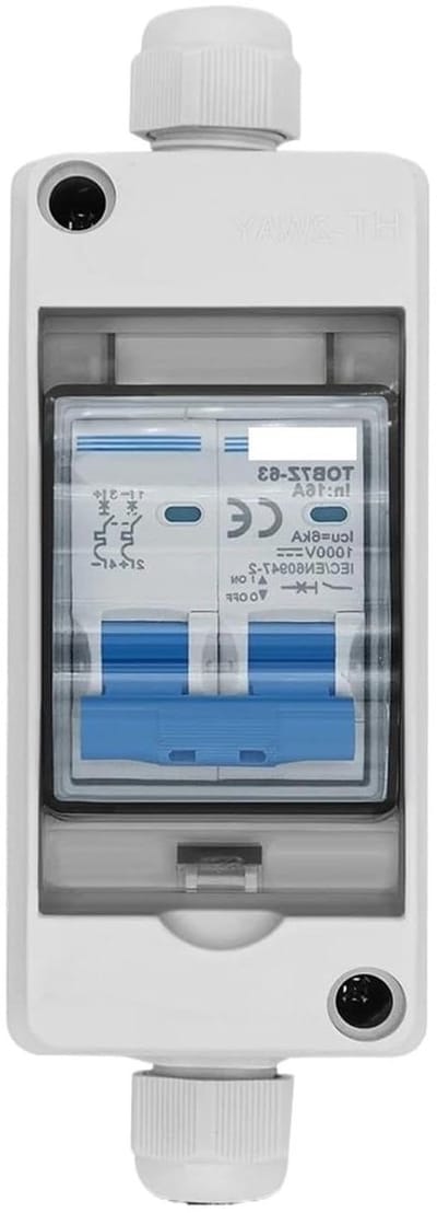 Stroomonderbreker DC - Zekering Automaat - Beveiliging Elektrisch - 2-polig 600V - Tot 63A - Grijs