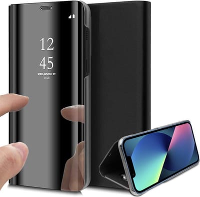 Hoesje geschikt voor iPhone 13 - Spiegel Book Case - Zwart