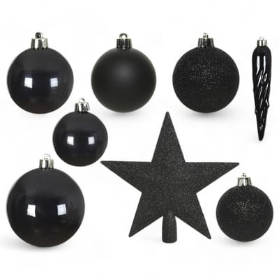 Dailygoods- Kerstballenset 33-delig - Onbreekbaar Kunststof - Kerstversiering - Hangende Decoraties - IJspegels - Glanzende Ballen