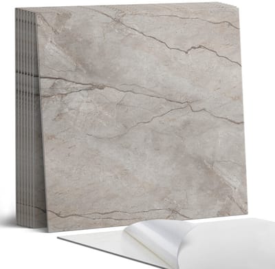 Coloray Plaktegels - Natuursteenpatroon Portugese Tegels - 30 cm x 30 cm - Grijs Plaktegels - 9 stuks - Vierkant PVC Tegels - Plaktegels Keuken - Zelfklevende Vloertegels - Vinyl Tegels Zelfklevend - Zelfklevende Tegels