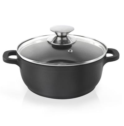 Casserole Orion GRANDE 20 cm en Fonte d'Aluminium avec Couvercle et Revêtement Anti-adhésif Granit (2.3L)