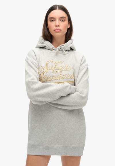 Superdry - Luxe jurk met capuchon en metallic logo - Dames - Jurken
