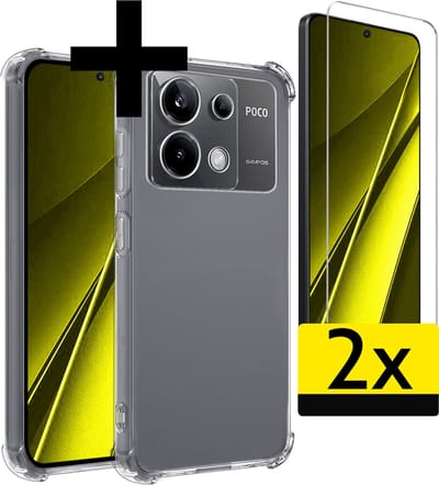 Hoesje - Met Screenprotector - 2 Stuks - Geschikt voor Xiaomi Poco X6 5G - Sterk & Shockproof - Siliconen Case - Back Cover - Telefoon Hoes - Shock Proof - Telefoonhoesjes - Transparant