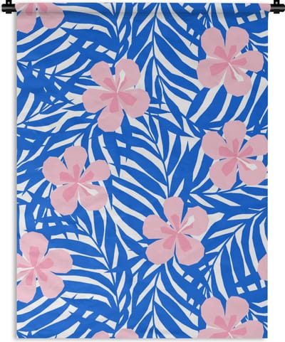 Wandkleed - Wanddoek - Hawaii - Bloesem - Tropisch - Patronen - 90x120 cm - Wandtapijt