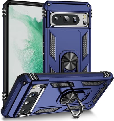 Coverup Hoesje - Geschikt voor Google Pixel 8 Pro Hoesje - Coverup Ring Kickstand Back Cover - Blauw