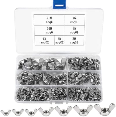 Set van 100 vleugelmoeren voor M3, M4, M5, M6, M8, M10 en M12 - Ideaal voor doe-het-zelf projecten, elektronica en hardware toepassingen