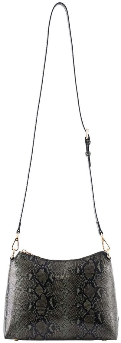 SEIDENFELT MANUFAKTUR schoudertas Lilleby Midi Crossbag Reptile Dark Green donkergroen
