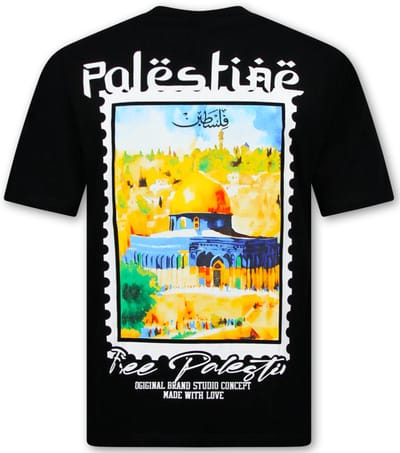Palestine T shirt - Heren Tshirt met Opdruk - T shirt Heren met Print - 190- Zwart