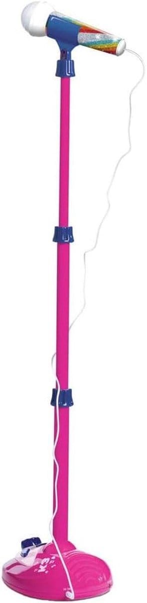 Microfoon op Statief - Zangmicrofoon Kinderen - Zingen en Optreden - Inclusief 5 K3 Liedjes - 35 cm Hoog - Blauw