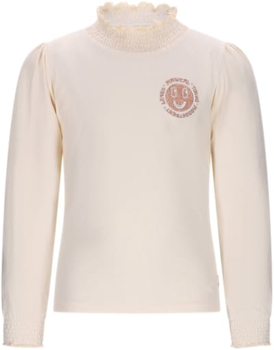 Moodstreet Laure Smock-neck Top Tops & T-shirts Meisjes - Shirt - Ecru - Maat 110/116