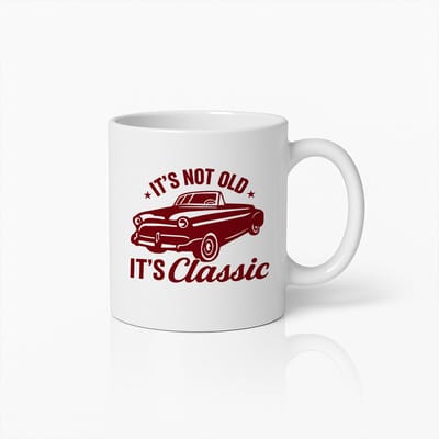 It’s Not Old It’s Classic Mok 330ml – Vintage Auto Ontwerp Koffiebeker – Perfect Cadeau voor Autoliefhebbers, Vaders & Retrofans