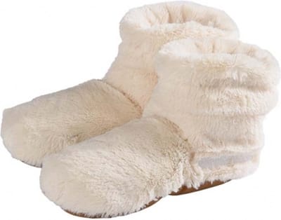 Warmies Magnetron warmte sloffen pluche voor dames - Beige - Hoge slofsokken