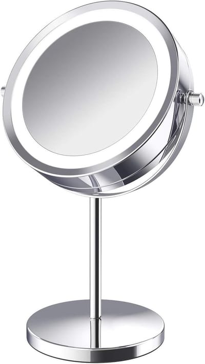 Verlichte Make-up Spiegel - Vergrootglas Spiegel - Nauwkeurig OpMaken - 5x Vergroting - 36x24 cm - Zilver