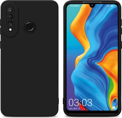 Cadorabo Hoesje geschikt voor Huawei P30 LITE in FLUID ZWART - Beschermhoes gemaakt van flexibel TPU silicone Cover Fluid Case