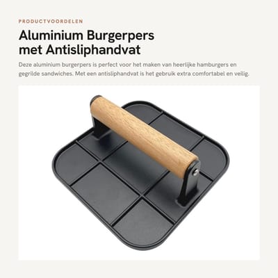 Dailygoods- Burgerpers Sterk en duurzaam - Aluminiumlegering - Antisliphandvat - Gegrilde Sandwich - Hittebestendig - Comfortabele grip - Grillpers