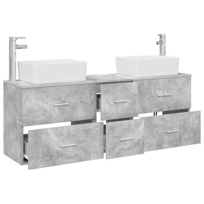 vidaXL - Badkamerkast - set - 3 - st - Betongrijs - 136 - x - 35 - x - 80 - cm - Bewerkt - hout