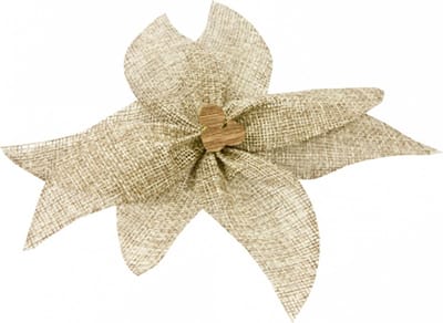 HOBI - Canvas kerststerstrik met houten kraal 15 cm