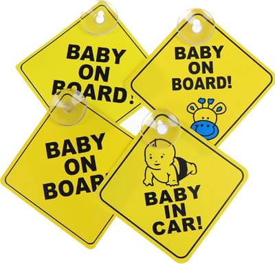 Ulanax® | Baby On Board - Gele Zuignap voor Attentie op Autoraam - 1 Stuk - Girafe|