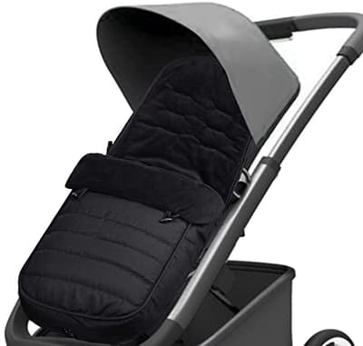 Voetenzak voor baby's - Universele kinderwagen slaapzak, Winddicht en Fleece Gevoerd, Zwart