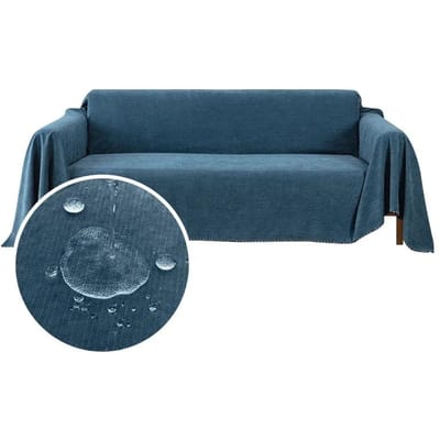 Waterdichte bankdeken Multifunctionele effen kleur Meubelhoes Duurzame stof Stofdicht Anti-kras Huis Woonkamer Decor S(90x180cm) donkerblauwe kleur
