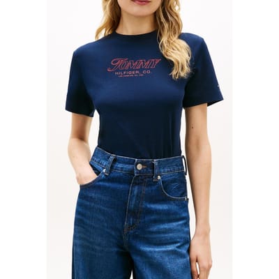 Tommy Hilfiger Tilt Graphic Regular C-neck Dark Night Navy Taglia: XS | Maglie Sportivi Outlet | Donna | Nero
