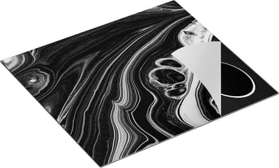 Chefcare Inductie Beschermer Abstracte Kunst - Zwart Wit - 60x50 cm - Afdekplaat Inductie - Kookplaat Beschermer - Inductie Mat