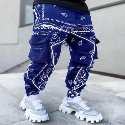 Mannen afdrukken hiphopbroeken Heren cargobroeken Broeken Mode Streetwear joggingbroek voor heren Joggers High Street losse broeken 3XL marineblauwe kleur