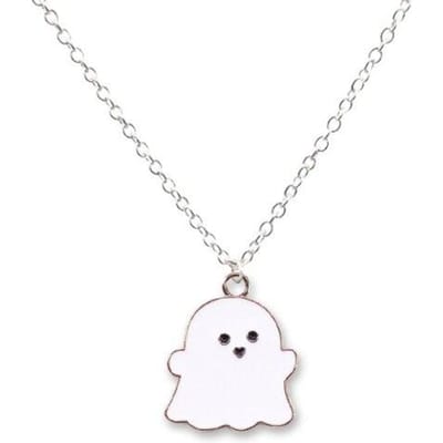 Trendy Zwart-Witte Spook Hanger Kettingen Voor Vrouwen Mannen Beste Vrienden Schattige Lieve Spook Hanger Ketting Mode Sieraden
