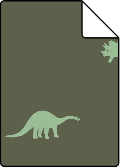 Proefstaal ESTAhome behang dinosaurussen donkergroen - 26.5 x 21 cm - 131802-S