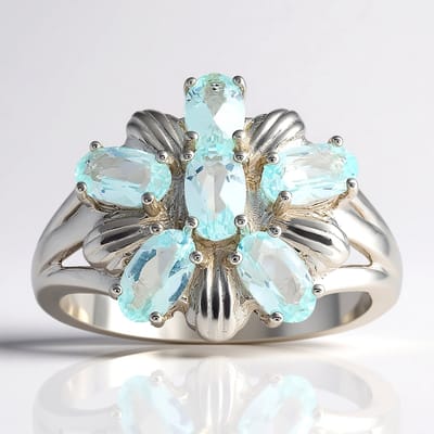 Cavill - Ovaal Geslepen Amblygoniet Ring - 925 Sterling Zilver Rhodium - 1,07 ct Blauwe Edelsteen - Elegante Damesring