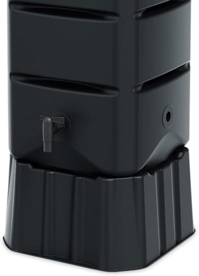 REN® Waterton - Regenton - Watertank - 130 x 37 cm met Voet - met Kraan en Veiligheidsgordel - 120 L - Zwart - 37cm x 37cm x 130cm; 6.71 kg