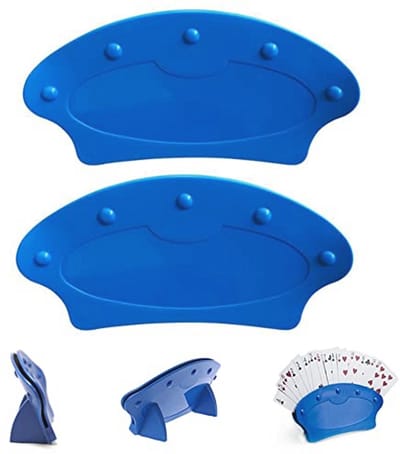 Speelkaartenstandaard voor Kinderen & Volwassenen - Kaart Houder voor Poker en Spelletjes - 2 Stuks Blauw
