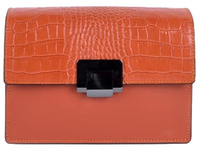 Donkeroranje Leren Schoudertas Croco - Leer - Leer Dames Tassen - Schoudertassen - Kroko leder - Donkeroranje / Papaja