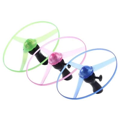 1 stuks Grappige Draaiende Vlieger Lichtgevende UFO Vliegende Schotel LED Licht Handvat Flits Ouder-kind Interactief Speelgoed voor Kinderen Buitenspel 1pc Random Color white
