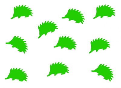 10 x strijkplaatjes, patches, 23 mm, vlokken, egel, dier, herfst, patches, voor kinderen, patches om op te strijken, flockfolie, applicatie naaien, kleur: geel