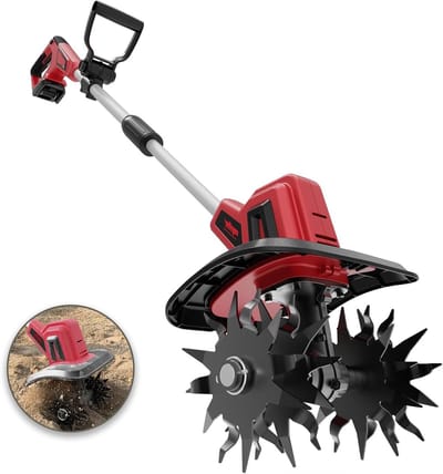 Draadloze Tuinfrees - Elektrische Cultivator - Bodem Bewerken - Compatibel met 18V Batterij - 22 cm Werkbreedte - Rood Zwart